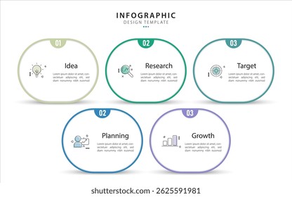 Modelo de infográfico do Criador de Linha do Tempo. 5 Passo jornada de linha do tempo, calendário Modelo simples de design de infográficos. gráfico de apresentação. Conceito de negócios com 5 opções, ilustração de vetor de gantt.