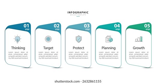 Timeline Creator infographic template. 5 Step timeline journey, calendar Flat simple infographics design template. presentation graph. Business concept with 5 options, vector illustration.