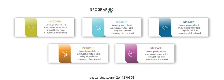 Timeline Creator infographic template. 5 Step timeline journey, infographics design template. presentation graph. Business concept with 5 options, vector illustration.