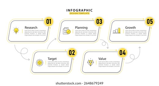 Modelo de infográfico do Criador de Linha do Tempo. 5 Passo jornada de linha do tempo, calendário Modelo simples de design de infográficos. gráfico de apresentação. Conceito de negócios com 5 opções, ilustração de vetor de gantt.