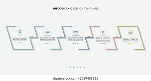 Timeline Creator infographic template. 5 Step timeline journey, calendar Flat simple infographics design template