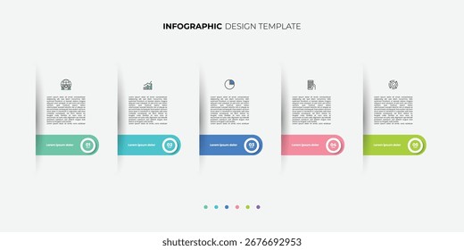 Timeline Creator infographic template. 5 Step timeline journey, calendar Flat simple infographics design template