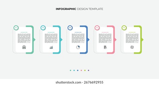 Timeline Creator infographic template. 5 Step timeline journey, calendar Flat simple infographics design template