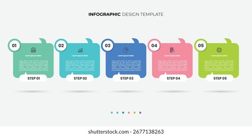 Timeline Creator infographic template. 5 Step timeline journey, calendar Flat simple infographics design template