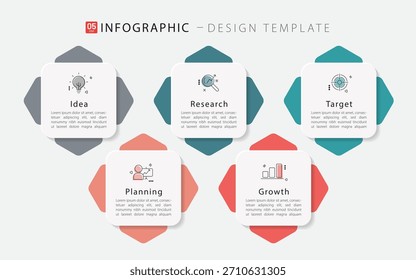 Modelo de infográfico do Criador de Linha do Tempo. 5 Passo jornada de linha do tempo, calendário Modelo simples de design de infográficos. gráfico de apresentação. Conceito de negócios com 5 opções, ilustração vetorial.