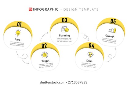 Modelo de infográfico do Criador de Linha do Tempo. 5 Passo jornada de linha do tempo, calendário Modelo simples de design de infográficos. gráfico de apresentação. Conceito de negócios com 5 opções, ilustração vetorial.