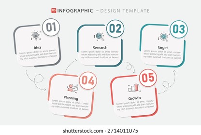 Timeline Creator infographic template. 5 Step timeline journey, calendar Flat simple infographics design template. presentation graph. Business concept with 5 options, vector illustration.