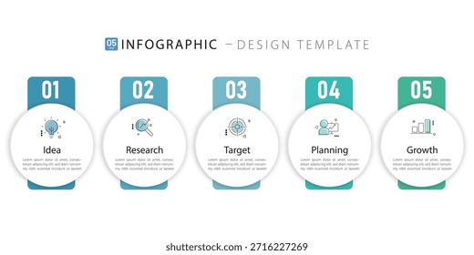 Timeline Creator infographic template. 5 Step timeline journey, calendar Flat simple infographics design template. presentation graph. Business concept with 5 options, vector illustration.