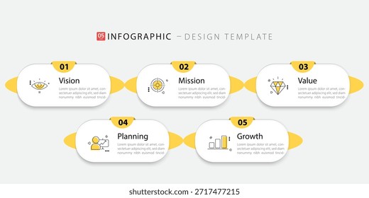 Modelo de infográfico do Criador de Linha do Tempo. 5 Passo jornada de linha do tempo, calendário Modelo simples de design de infográficos. gráfico de apresentação. Conceito de negócios com 5 opções, ilustração vetorial.
