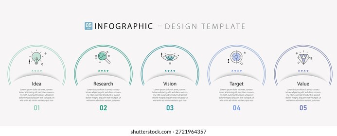 Timeline Creator infographic template. 5 Step timeline journey, calendar Flat simple infographics design template. presentation graph. Business concept with 5 options, vector illustration.