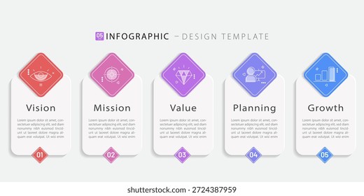 Timeline Creator infographic template. 5 Step timeline journey, calendar Flat simple infographics design template. presentation graph. Business concept with 5 options, vector illustration.