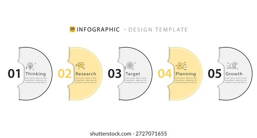 Modelo de infográfico do Criador de Linha do Tempo. 5 Passo jornada de linha do tempo, calendário Modelo simples de design de infográficos. gráfico de apresentação. Conceito de negócios com 5 opções, ilustração de vetor de gantt.