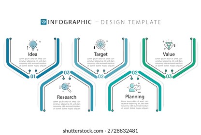 Modelo de infográfico do Criador de Linha do Tempo. 5 Passo jornada de linha do tempo, calendário Modelo simples de design de infográficos. gráfico de apresentação. Conceito de negócios com 5 opções, ilustração vetorial.