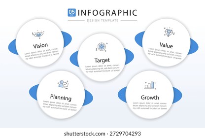 Modelo de infográfico do Criador de Linha do Tempo. 5 Passo jornada de linha do tempo, calendário Modelo simples de design de infográficos. gráfico de apresentação. Conceito de negócios com 5 opções, ilustração vetorial.