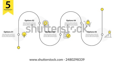 Timeline Creator infographic template. 5 Step timeline journey, calendar Flat simple infographics design template. presentation graph. Business concept with 5 options, gantt vector illustration.