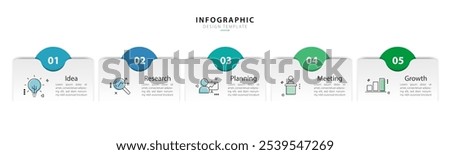 Timeline Creator infographic template. 5 Step timeline journey, calendar Flat simple infographics design template. presentation graph. Business concept with 5 options, gantt vector illustration.