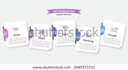 Timeline Creator infographic template. 5 Step timeline journey, calendar Flat simple infographics design template. presentation graph. Business concept with 5 options, gantt vector illustration.