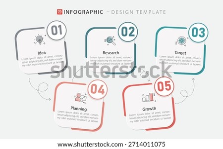 Timeline Creator infographic template. 5 Step timeline journey, calendar Flat simple infographics design template. presentation graph. Business concept with 5 options, vector illustration.
