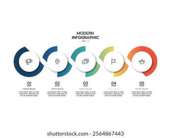 Timeline Creator infographic template. 5-step timeline journey, icons flat simple infographics design template. presentation graph. Business concept with 5 options. vector illustration.