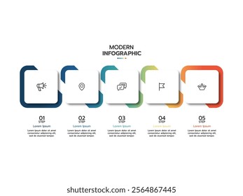 Timeline Creator infographic template. 5-step timeline journey, icons flat simple infographics design template. presentation graph. Business concept with 5 options. vector illustration.