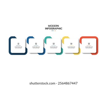 Timeline Creator infographic template. 5-step timeline journey, icons flat simple infographics design template. presentation graph. Business concept with 5 options. vector illustration.