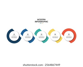 Timeline Creator infographic template. 5-step timeline journey, icons flat simple infographics design template. presentation graph. Business concept with 5 options. vector illustration.