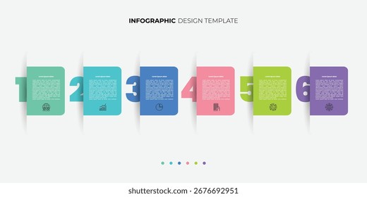 Timeline Creator infographic template. 6 Step timeline journey, calendar Flat simple infographics design template