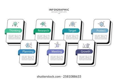 Timeline Creator infographic template. 7 Step timeline journey, calendar Flat simple infographics design template. presentation graph. Business concept with 7 options, vector illustration.