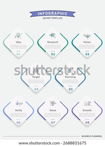 Timeline Creator infographic template. 8 Step timeline journey, calendar Flat simple infographics design template. presentation graph. Business concept with 8 options, gantt vector illustration.