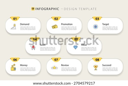 Timeline Creator infographic template. 8 Step timeline journey, calendar Flat simple infographics design template. presentation graph. Business concept with 8 options, gantt vector illustration.