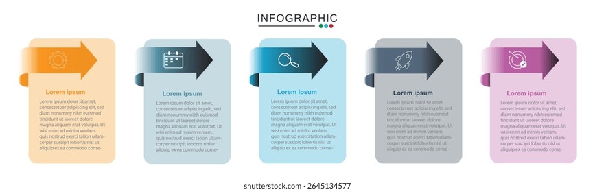 Timeline Creator infographic template.5 Step timeline journey, simple infographics design template. presentation graph. Business concept with 5 options,  vector illustration.