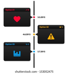 Timeline Dark Theme - 3 Options With Date - Glossy Infographics