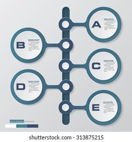 timeline description. 5 steps timeline infographic with global map background for business design