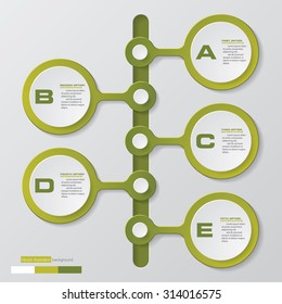 timeline description. 5 steps timeline infographic with global map background for business design
