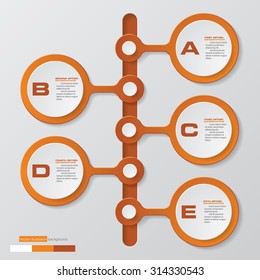 timeline description. 5 steps timeline infographic with global map background for business design