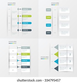 timeline design 4 item Green, blue, gray color
