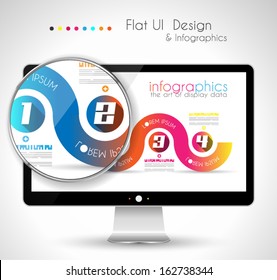 Timeline-Design auf einem modernen HD-Bildschirmcomputer: Web- und Infografik-Thema.