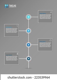Timeline design on the grey background. Eps 10 vector file.