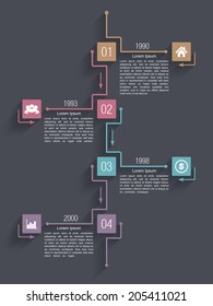 Timeline design template with four elements, vector eps10 illustration