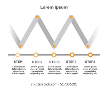 Timeline Diagram Tape with Five Steps Growth. Vector EPS 10