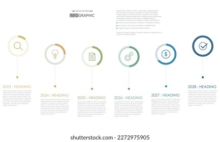 timeline diagram template infographic presentation style display. 6 step target	