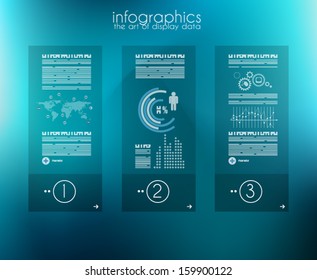 Timeline to display your data in order with Infographic elements technology icons,  graphs,world map and so on. Ideal for statistic data display.