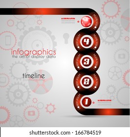 Línea de tiempo para mostrar sus datos en orden con los elementos de la tecnología Infographic, iconos, gráficos, mapas del mundo, etc. Ideal para mostrar datos estadísticos.