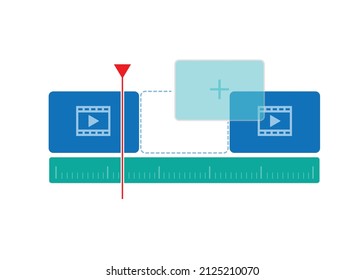 Timeline editing video Insert. timeline display for editor and Post Production. Sequence editing footage.
