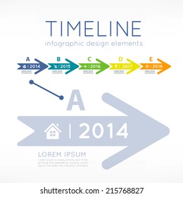 Timeline element vector infographic on light grey background