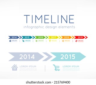 Timeline element vector infographic on light grey background