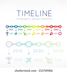 Timeline element vector infographic on light grey background