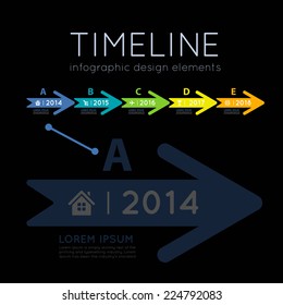 Timeline element vector infographic on black background