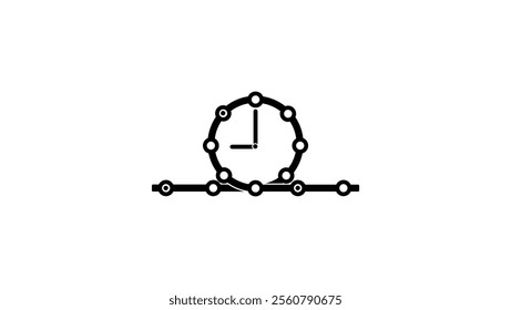 Timeline emblem, black isolated silhouette