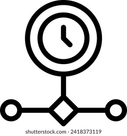 Icono de planificación de eventos de línea de tiempo con estilo de contorno negro. presentación, línea de tiempo, negocio, plantilla, paso, diagrama. Ilustración del vector